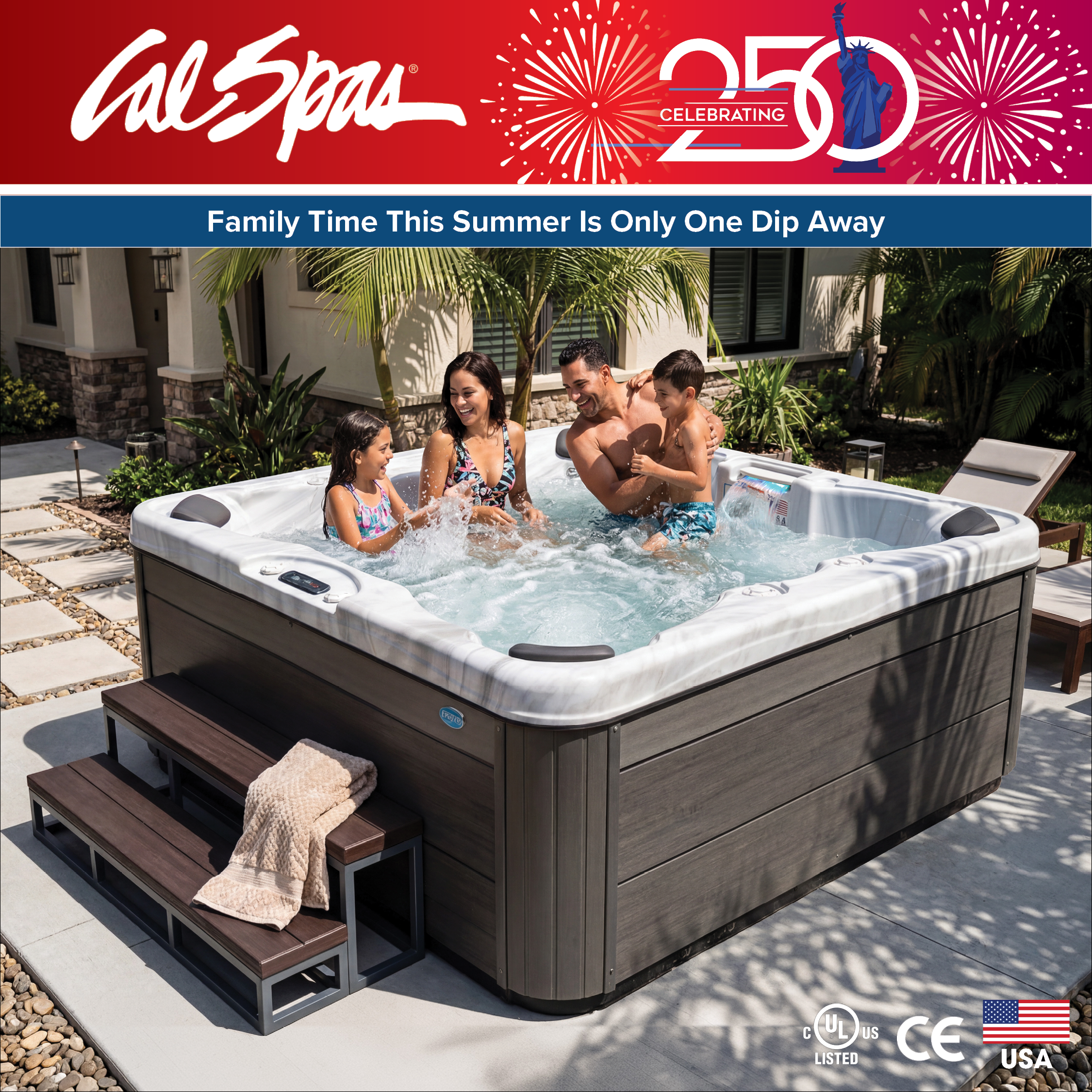 Calspas hot tub being used in a family setting - Hayward